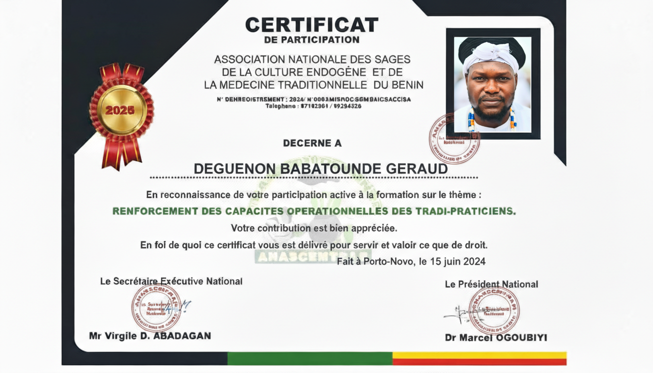 Certificat de participation